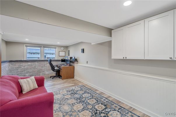 Home Office, Interior, Recessed Lighting, Wood Texture Flooring