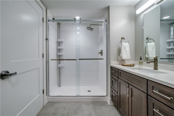 Bathroom, Dual Sink Vanities, Glass Shower, Interior