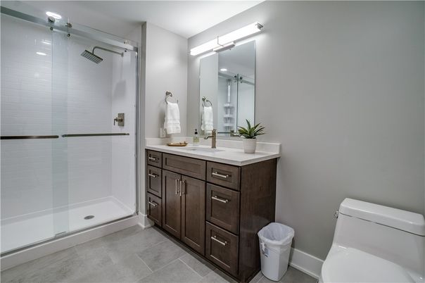 Bathroom, Dual Sink Vanities, Glass Shower, Interior