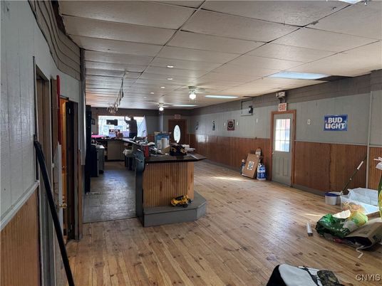 Interior, Kitchen, Pendant Lights, Recessed Lighting, Wood Texture Flooring, Wooden Walls