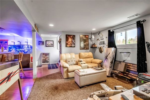 Interior, Living room, Recessed Lighting, Wood Texture Flooring
