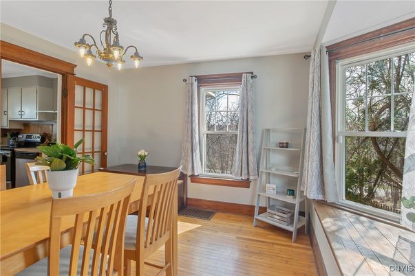Dining room, Interior, Kitchen, Pendant Lights, Wood Texture Flooring