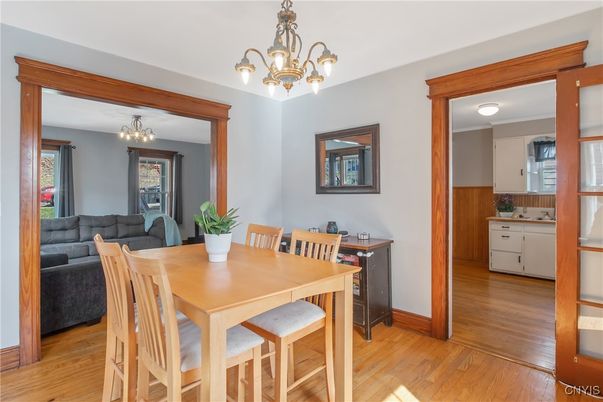 Chandelier, Dining room, Interior, Wood Texture Flooring