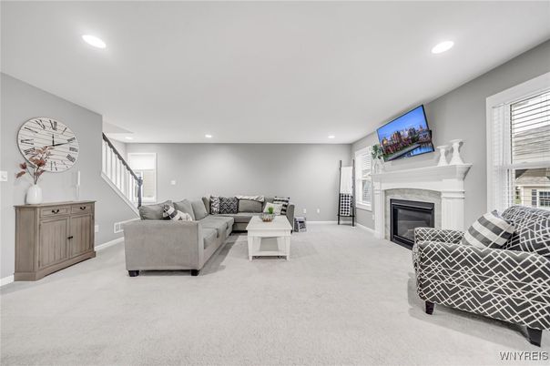 Fireplace, Interior, Living room, Recessed Lighting