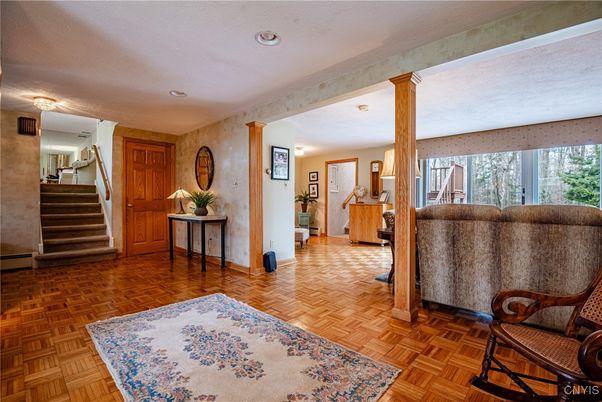 Interior, Living room, Recessed Lighting, Wood Texture Flooring