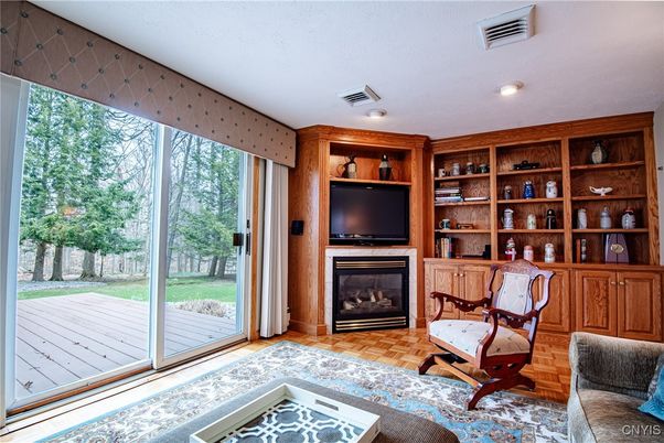 Fireplace, Interior, Recessed Lighting, Wood Texture Flooring