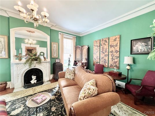 Chandelier, Fireplace, Interior, Living room