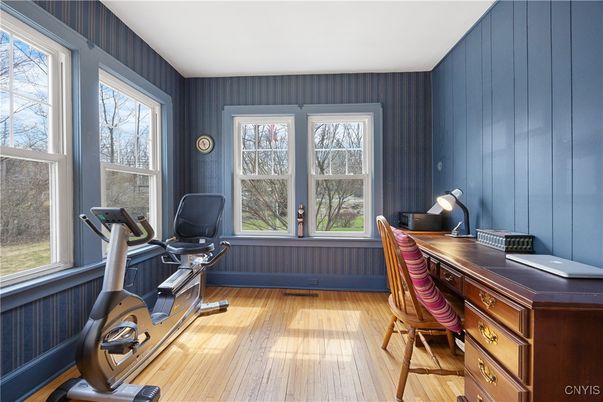 Fitness Equipment, Home Office, Interior, Wood Texture Flooring