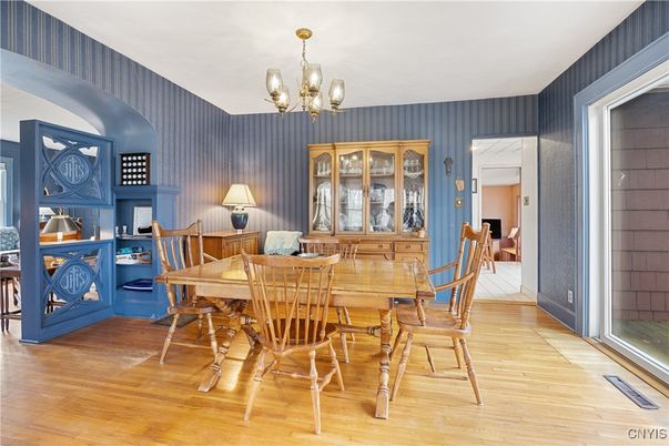 Chandelier, Dining room, Interior, Wood Texture Flooring