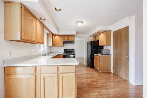 Interior, Kitchen, Recessed Lighting, Wood Texture Flooring