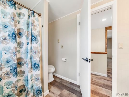 Bathroom, Interior, Recessed Lighting, Wood Texture Flooring