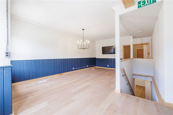 Empty room, Interior, Pendant Lights, Wood Texture Flooring