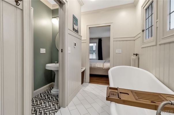 Bathroom, Bedroom, Free Standing Baths, Interior, Wood Texture Flooring