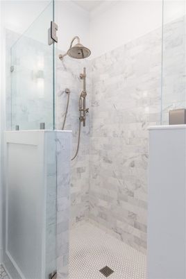 Bathroom, Glass Shower, Interior, Marble Walls