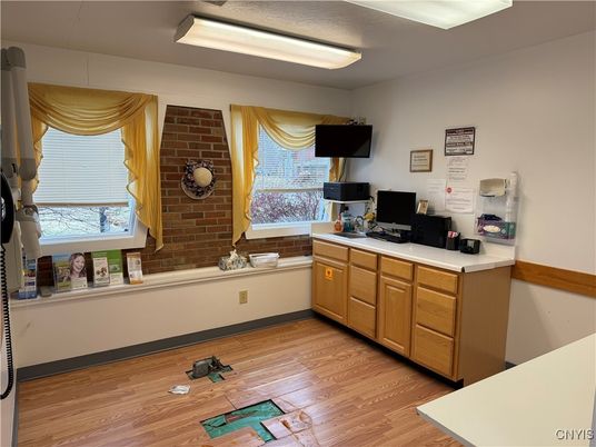 Home Office, Interior, Stone Walls, Wood Texture Flooring