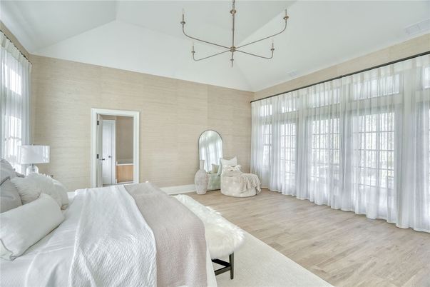 Bedroom, Chandelier, Interior, Wood Texture Flooring