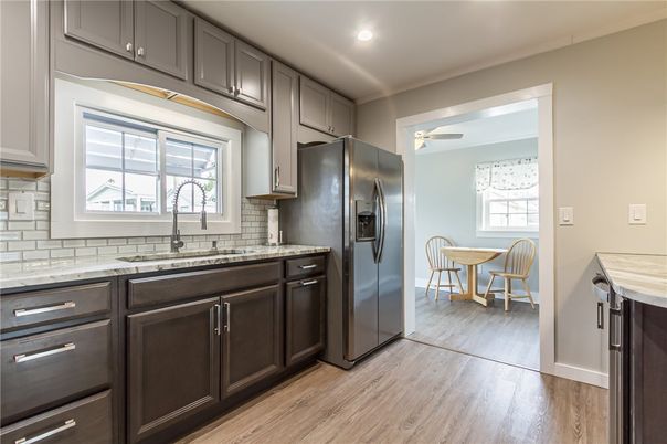 Interior, Kitchen, Recessed Lighting, Wood Texture Flooring