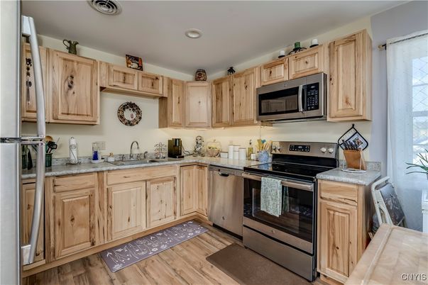 Interior, Kitchen, Recessed Lighting, Wood Texture Flooring