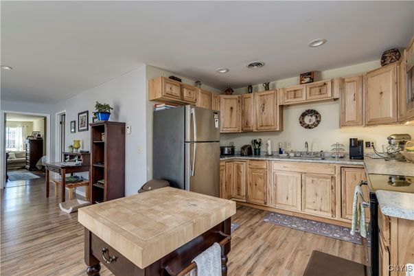 Dining room, Interior, Kitchen, Recessed Lighting, Wood Texture Flooring