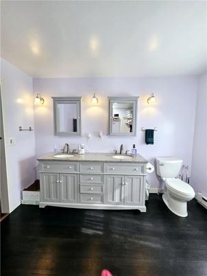 Bathroom, Dual Sink Vanities, Interior, Wood Texture Flooring