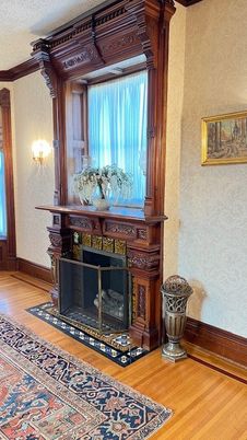 Fireplace, Interior, Wood Texture Flooring