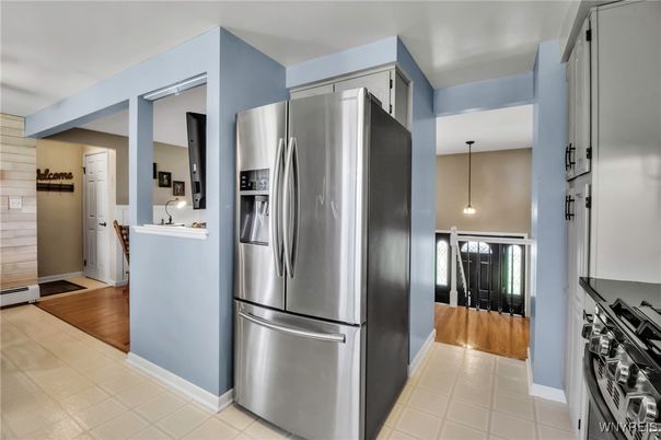 Interior, Kitchen, Pendant Lights, Stainless Steel Appliances, Wood Texture Flooring
