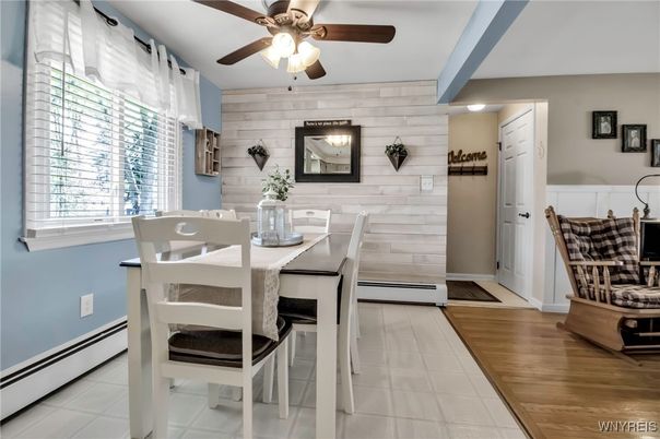 Dining room, Interior, Stone Walls, Wood Texture Flooring