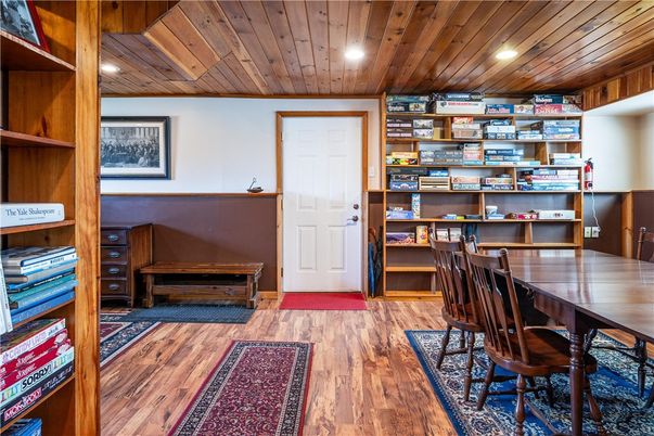 Home Office, Interior, Recessed Lighting, Wooden Ceilings, Wood Texture Flooring