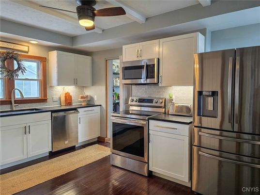 Interior, Kitchen, Stainless Steel Appliances, Wood Texture Flooring