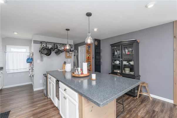 Interior, Kitchen, Pendant Lights, Recessed Lighting, Wood Texture Flooring