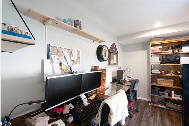 Home Office, Interior, Recessed Lighting, Wood Texture Flooring