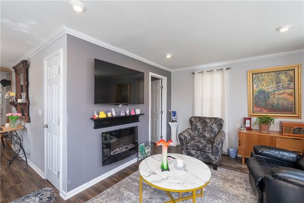 Fireplace, Interior, Recessed Lighting, Wood Texture Flooring
