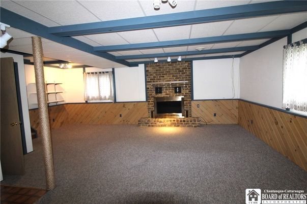 Empty room, Fireplace, Interior, Stone Walls, Wooden Walls