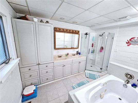 Bathroom, Dual Sink Vanities, Glass Shower, Interior