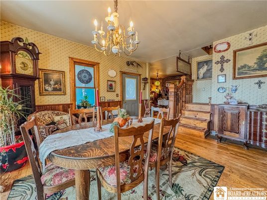 Chandelier, Dining room, Interior, Wood Texture Flooring