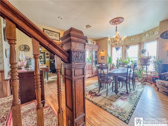 Chandelier, Dining room, Interior, Recessed Lighting, Wood Texture Flooring