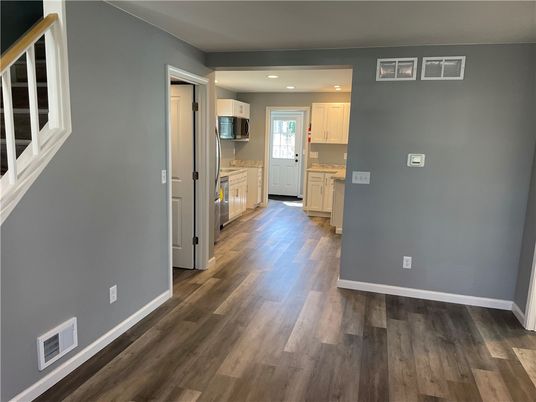 Interior, Kitchen, Recessed Lighting, Wood Texture Flooring