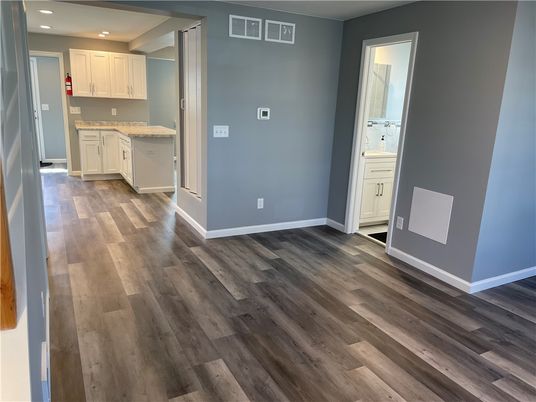 Interior, Kitchen, Recessed Lighting, Wood Texture Flooring