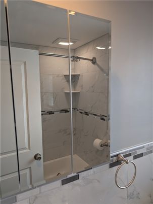 Bathroom, Glass Shower, Interior, Marble Walls