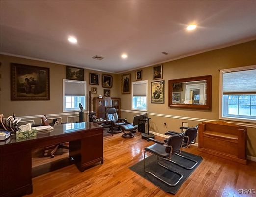Home Office, Interior, Recessed Lighting, Wood Texture Flooring