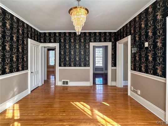 Chandelier, Empty room, Interior, Wood Texture Flooring