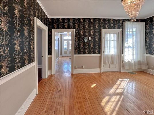 Chandelier, Empty room, Interior, Wood Texture Flooring