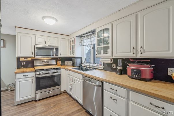 Interior, Kitchen, Stainless Steel Appliances, Wood Texture Flooring