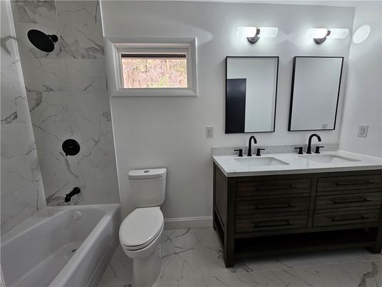 Bathroom, Dual Sink Vanities, Interior, Marble, Marble Walls