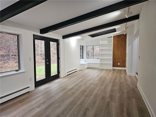 Empty room, Interior, Wooden Beams, Wood Texture Flooring