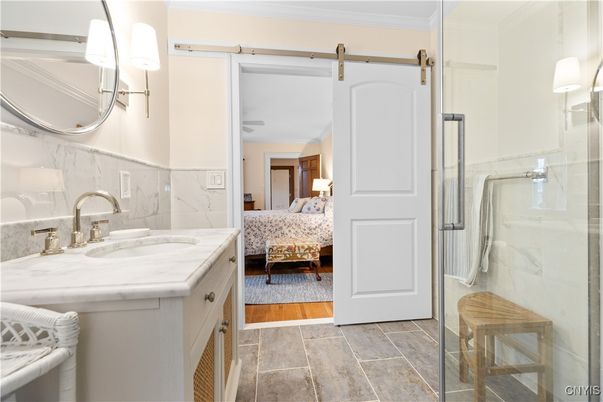 Bathroom, Bedroom, Glass Shower, Interior, Marble Walls