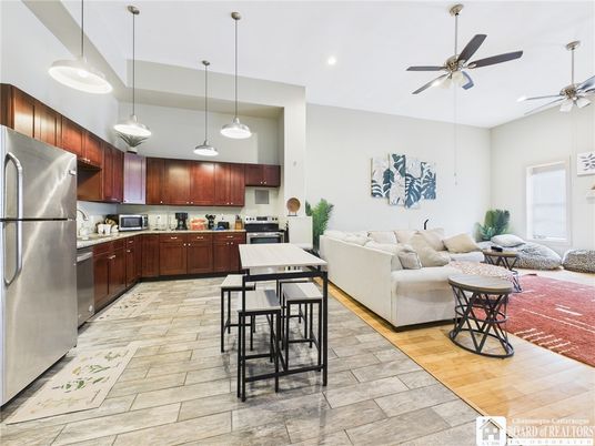 Interior, Kitchen, Living room, Pendant Lights, Recessed Lighting, Stainless Steel Appliances, Wood Texture Flooring