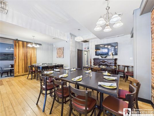Chandelier, Dining room, Interior, Pendant Lights, Wood Texture Flooring