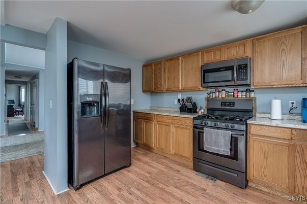 Interior, Kitchen, Stainless Steel Appliances, Wood Texture Flooring
