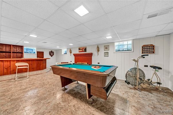 Billiard Table, Game Room, Interior, Recessed Lighting